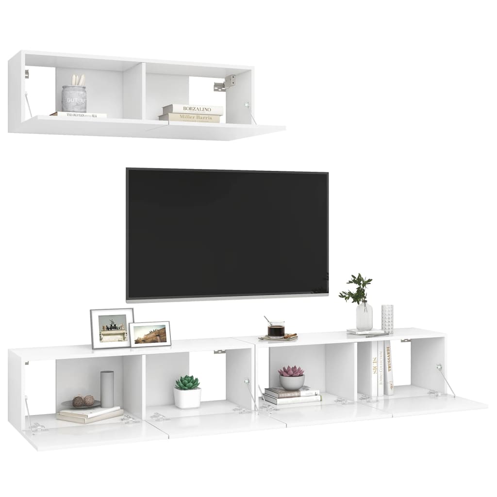 Meubles TV 3 pcs Blanc Bois d'ingénierie