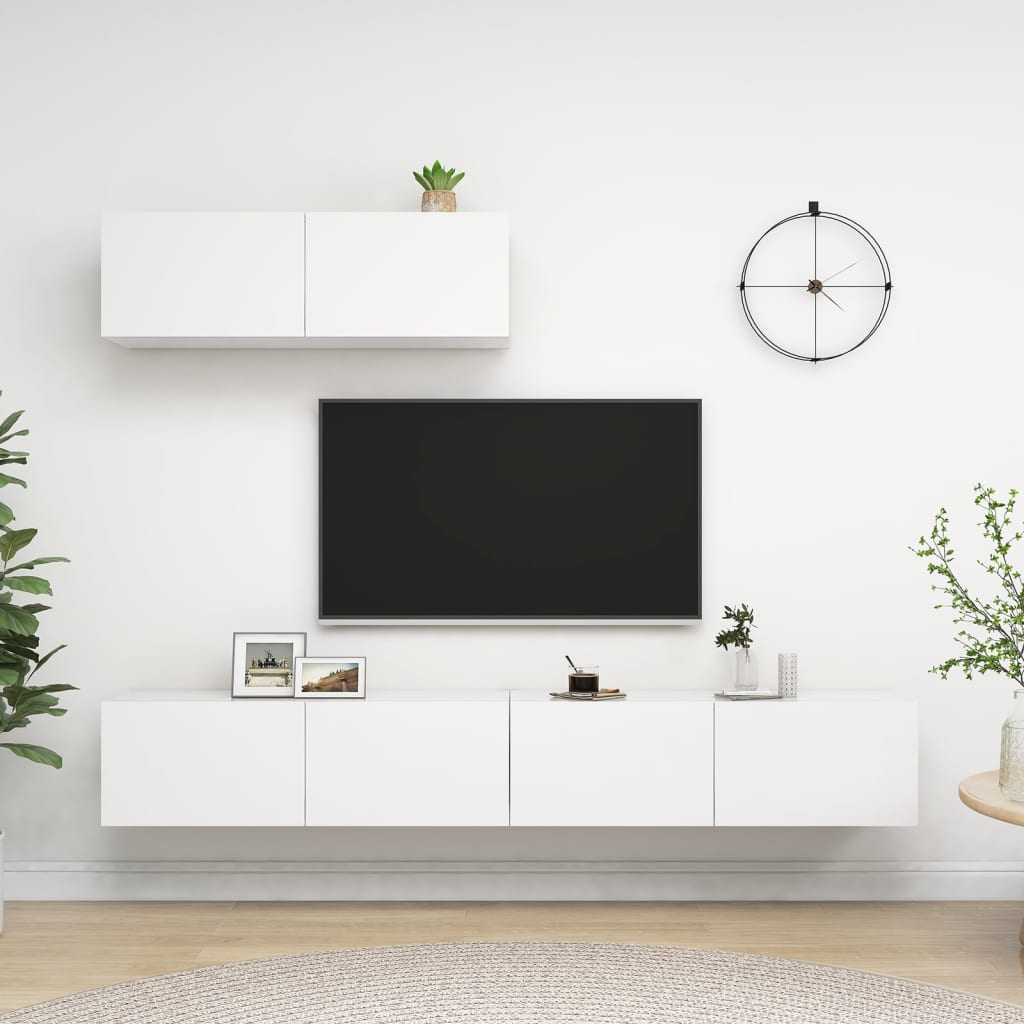 Meubles TV 3 pcs Blanc Bois d'ingénierie