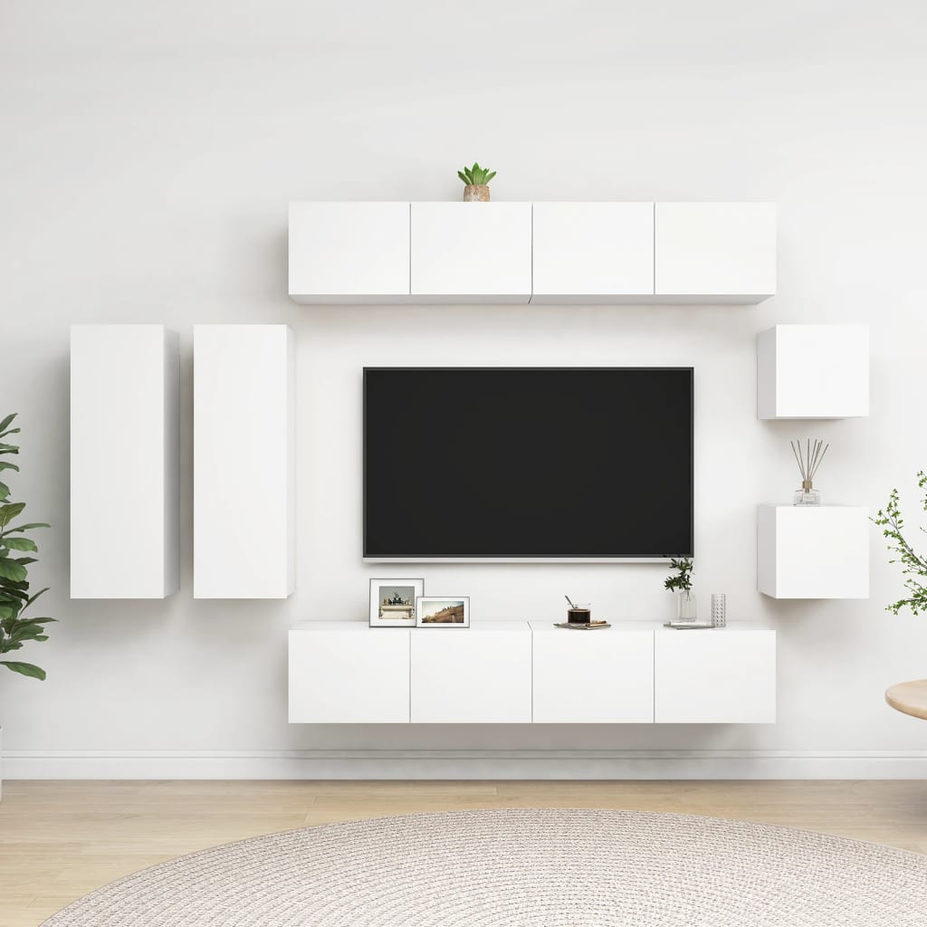 Ensemble de meubles TV 8 pcs Blanc Bois d'ingénierie