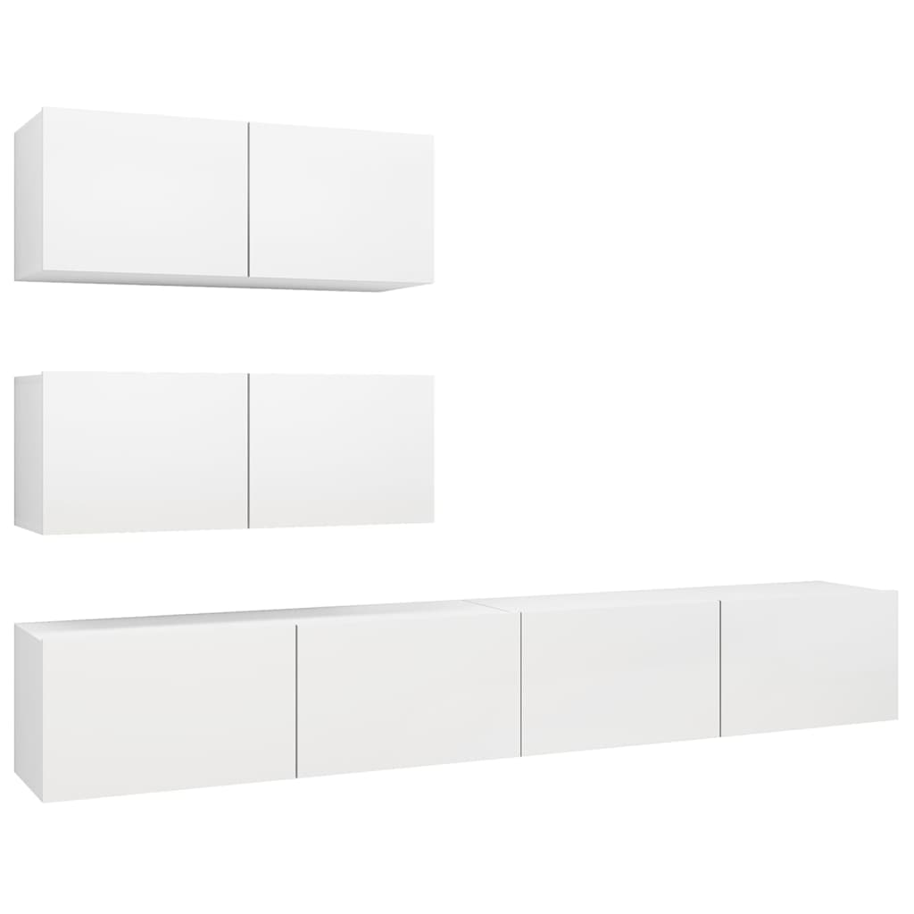 Ensemble de meubles TV 4 pcs Blanc Bois d'ingénierie