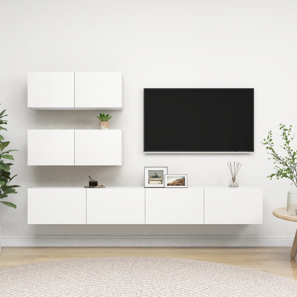 Ensemble de meubles TV 4 pcs Blanc Bois d'ingénierie