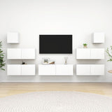 Ensemble de meubles TV 7 pcs Blanc Bois d'ingénierie