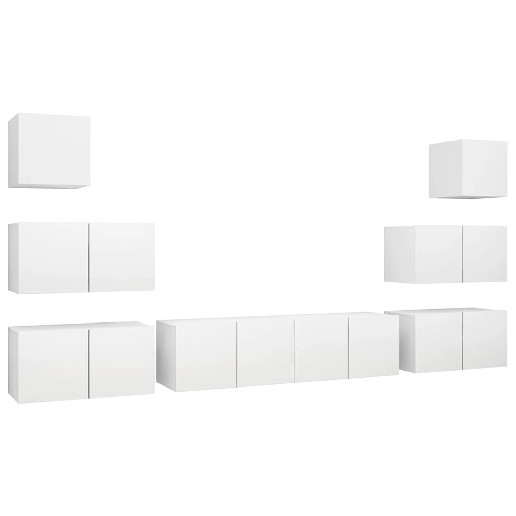 Ensemble de meubles TV 8 pcs Blanc Bois d'ingénierie