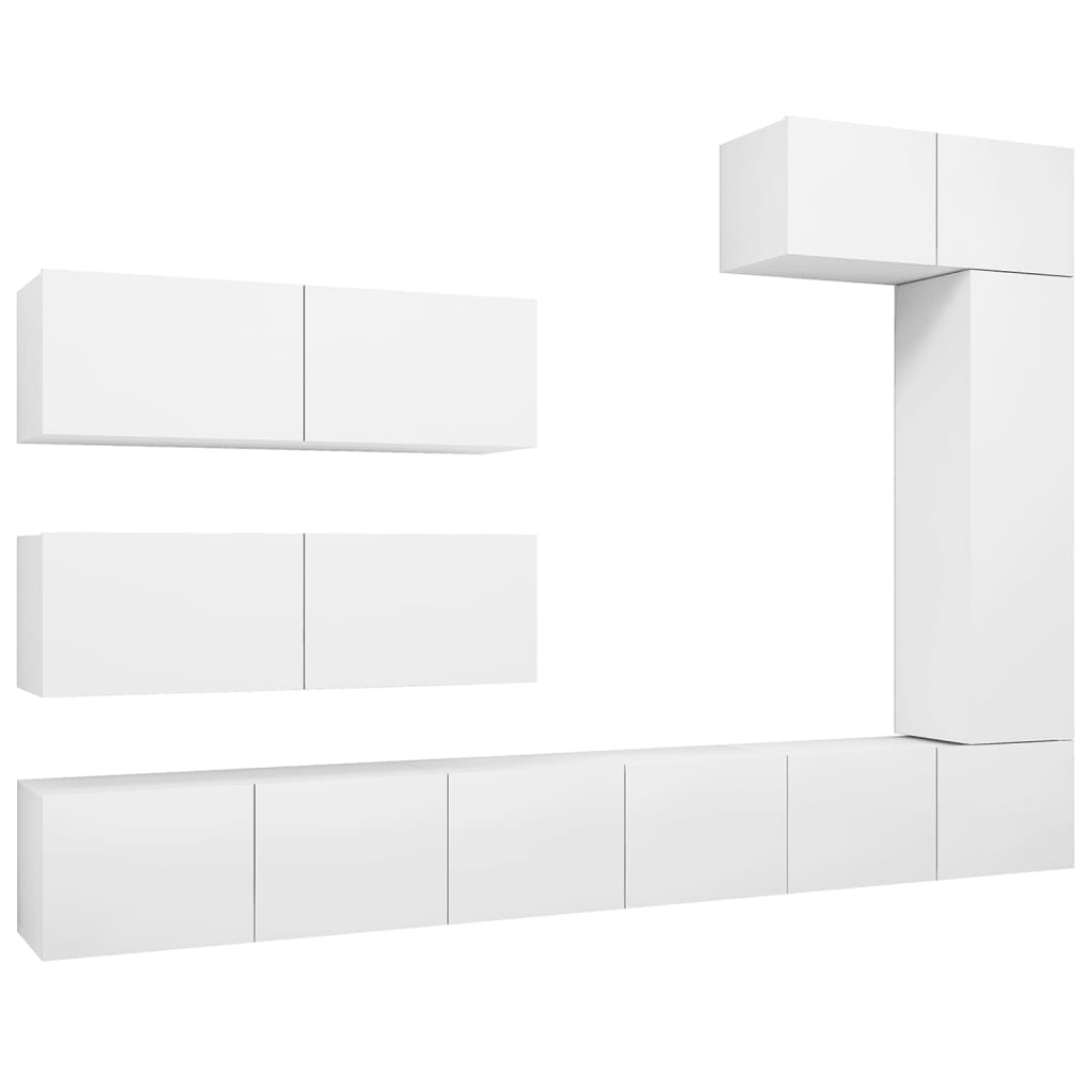 Ensemble de meubles TV 7 pcs Blanc Bois d'ingénierie