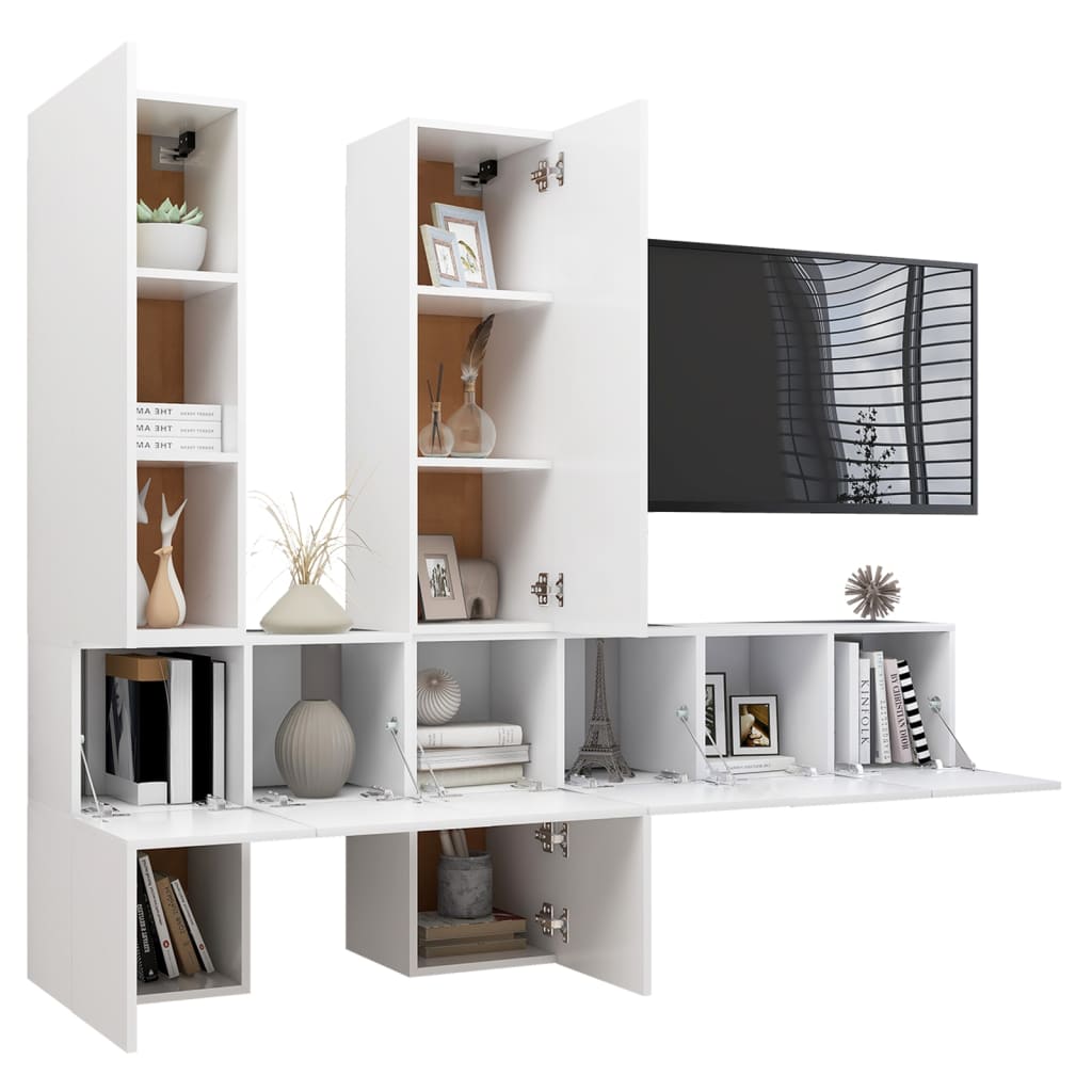 Ensemble de meubles TV 7 pcs Blanc Bois d'ingénierie