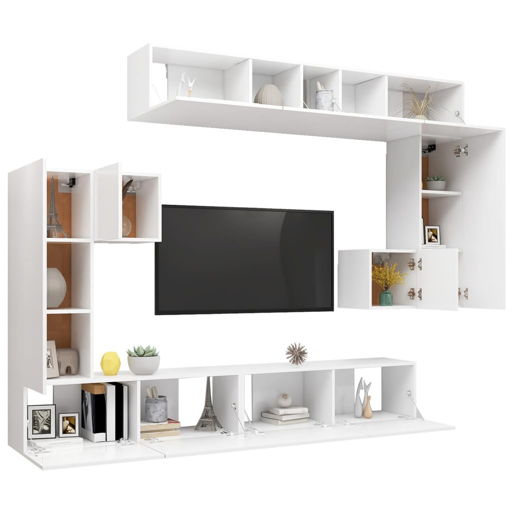 Ensemble de meubles TV 8 pcs Blanc Bois d'ingénierie