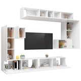 Ensemble de meubles TV 8 pcs Blanc Bois d'ingénierie