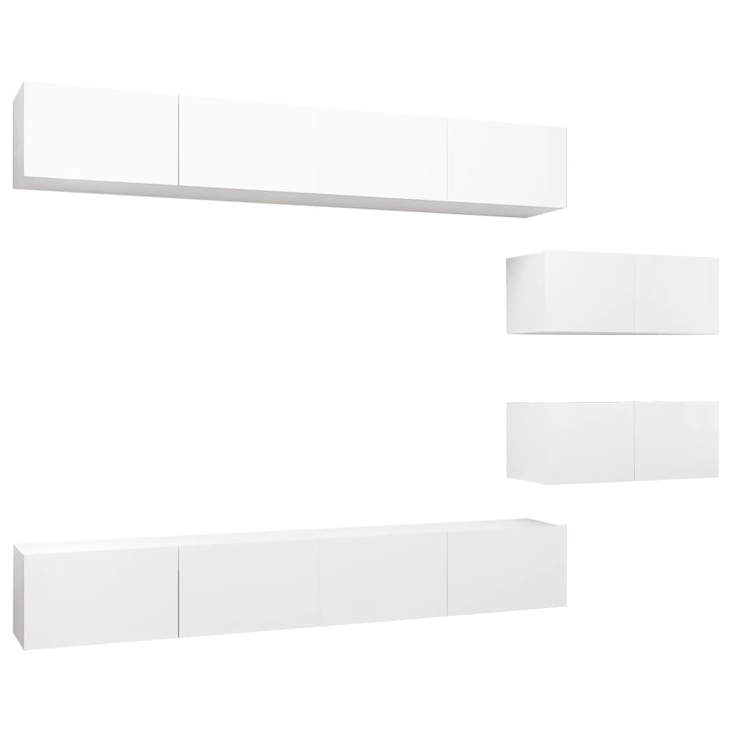 Ensemble de meubles TV 6 pcs Blanc Bois d'ingénierie