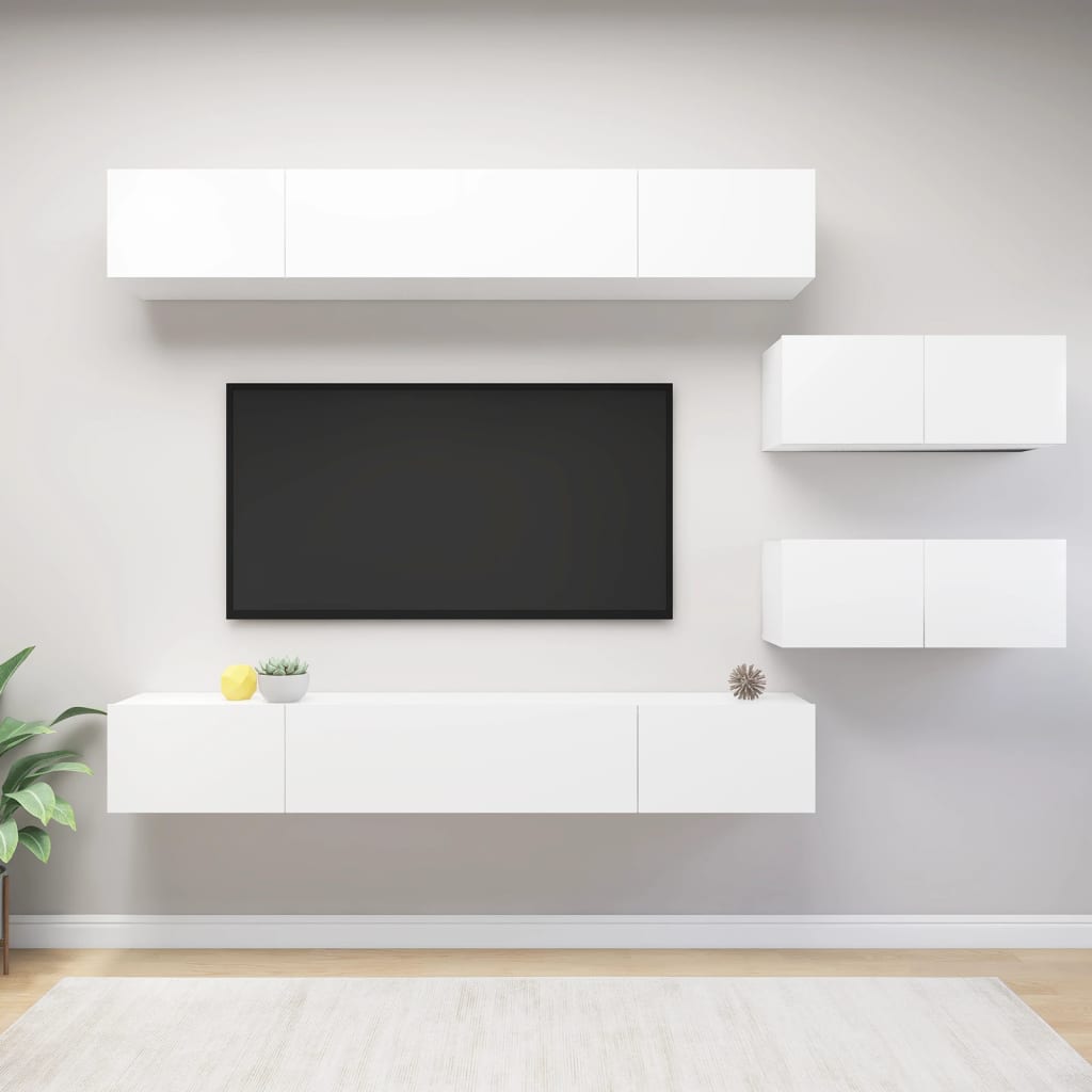 Ensemble de meubles TV 6 pcs Blanc Bois d'ingénierie