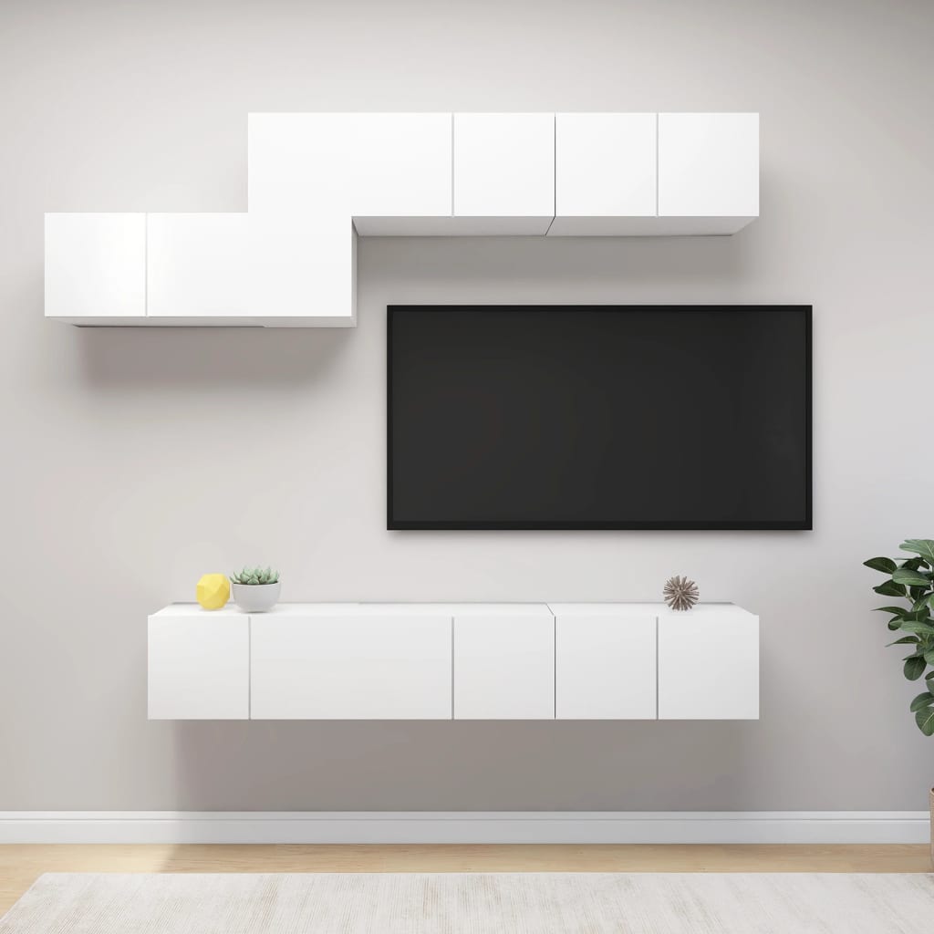 Ensemble de meubles TV 7 pcs Blanc Bois d'ingénierie