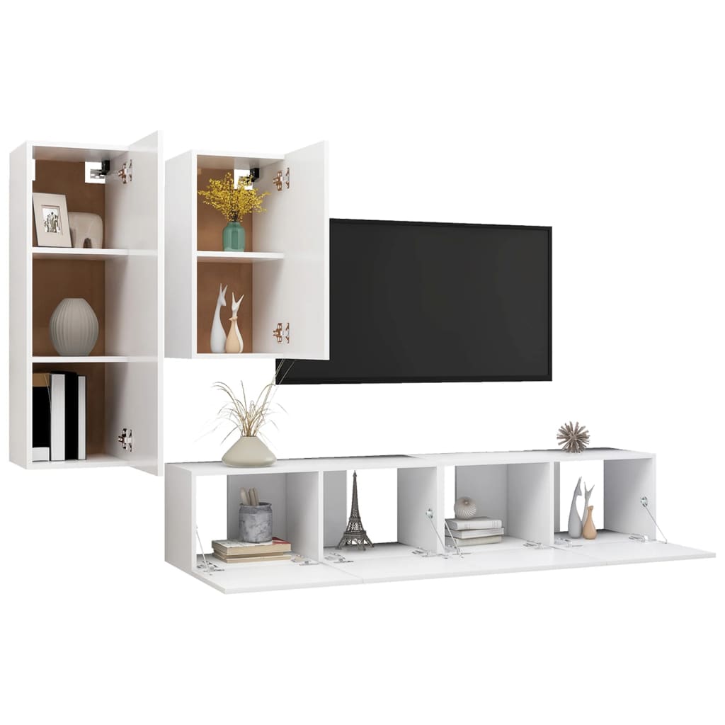 Ensemble de meubles TV 4 pcs Blanc Bois d'ingénierie