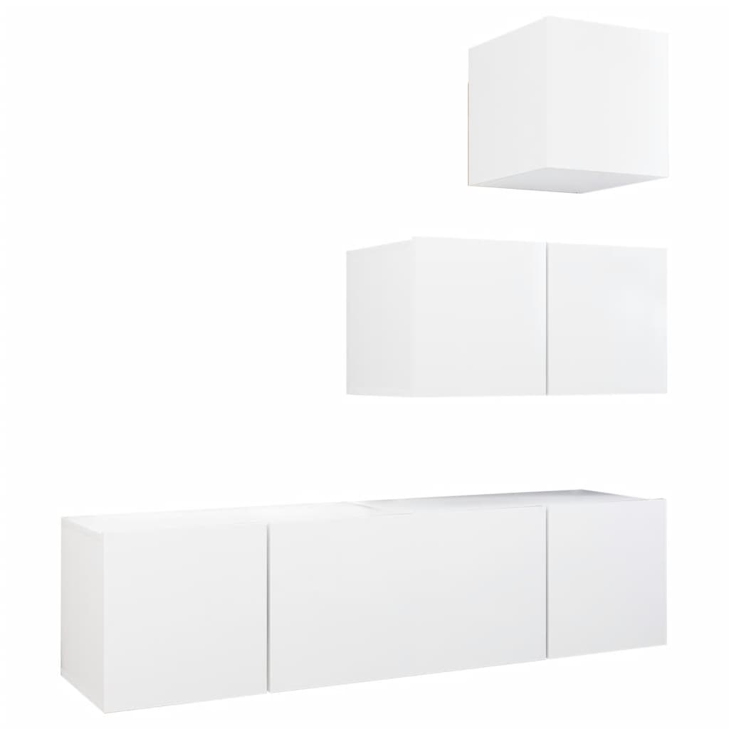 Ensemble de meubles TV 4 pcs Blanc Bois d'ingénierie