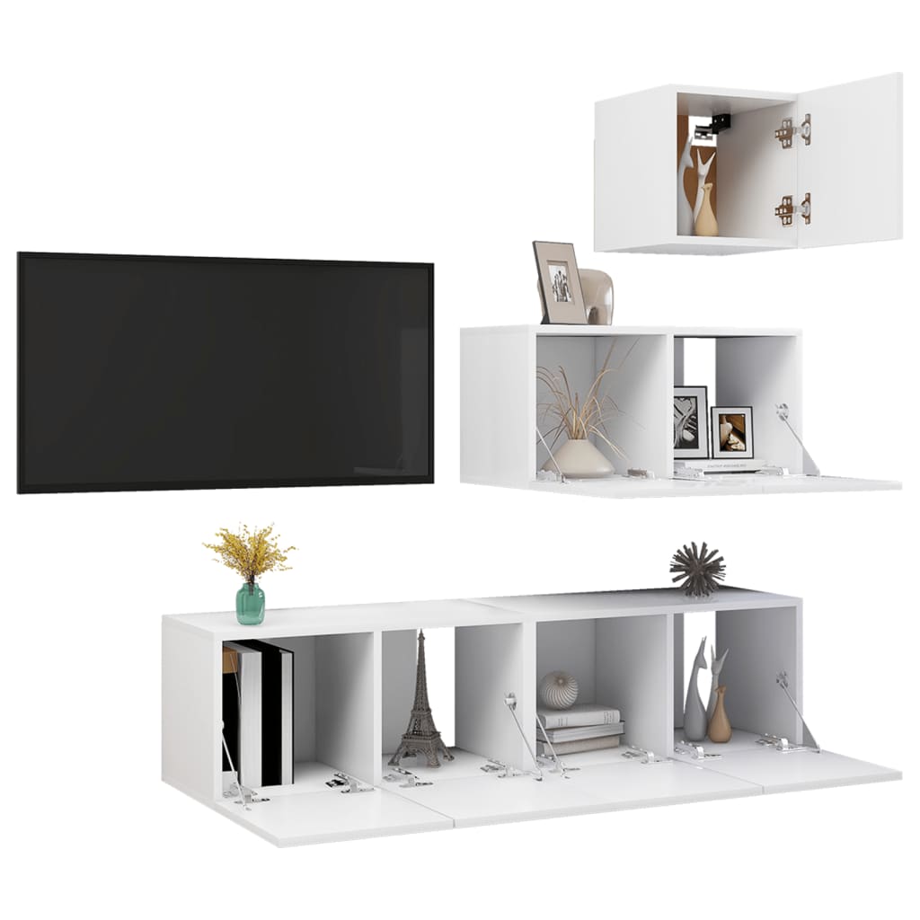 Ensemble de meubles TV 4 pcs Blanc Bois d'ingénierie