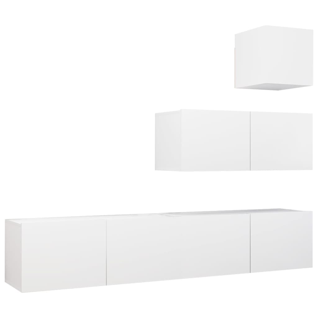 Ensemble de meubles TV 4 pcs Blanc Bois d'ingénierie