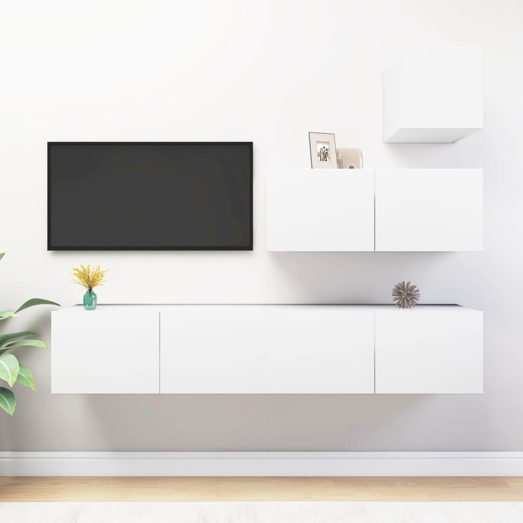 Ensemble de meubles TV 4 pcs Blanc Bois d'ingénierie