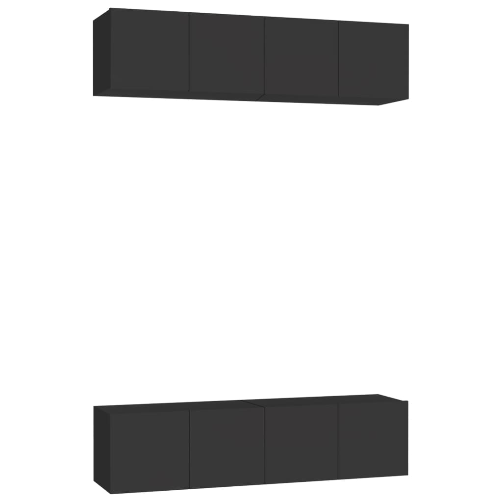 Meubles TV 4 pcs Noir 60x30x30 cm Bois d'ingénierie