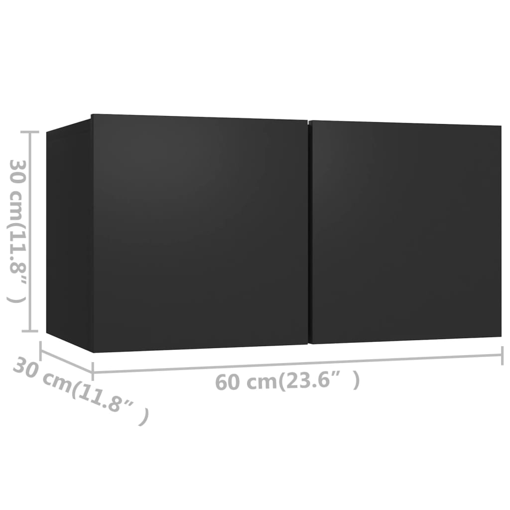 Meubles TV 4 pcs Noir 60x30x30 cm Bois d'ingénierie