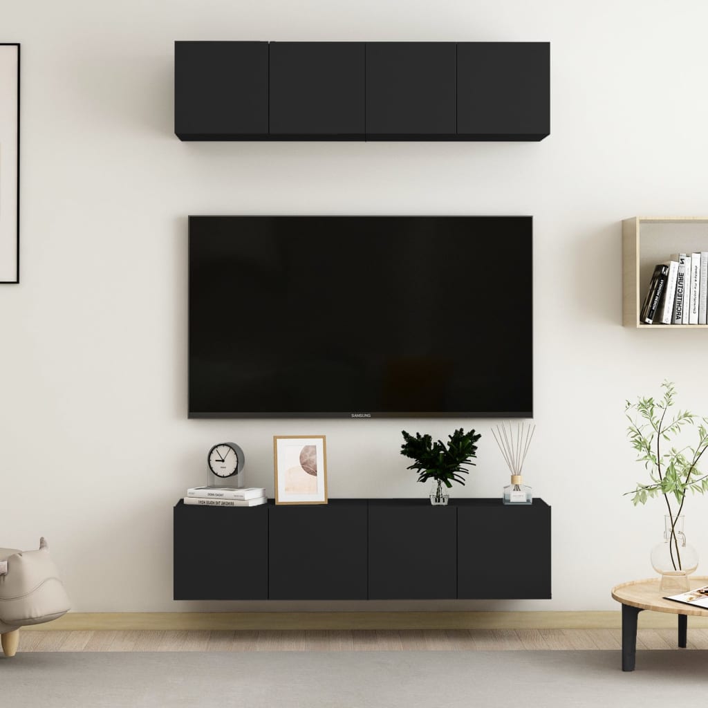 Meubles TV 4 pcs Noir 60x30x30 cm Bois d'ingénierie