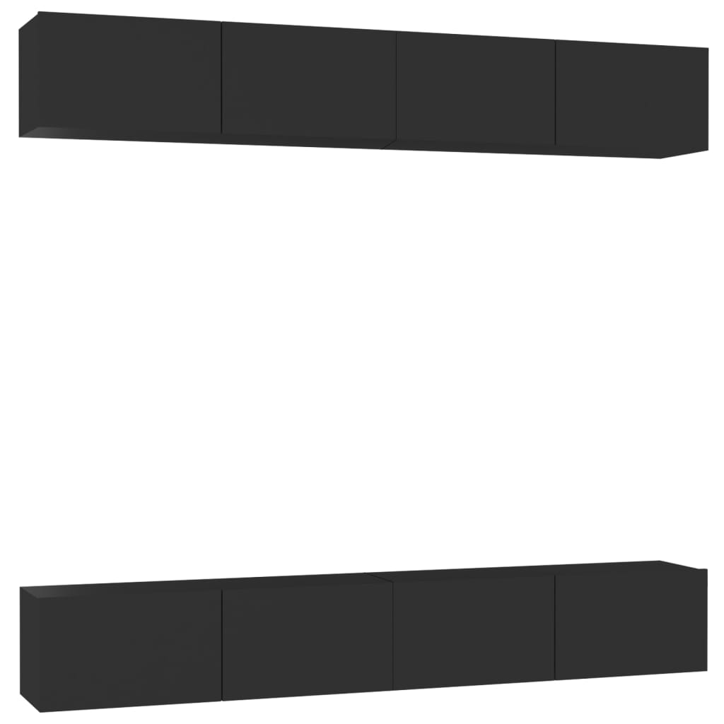 Meubles TV 4 pcs Noir 100x30x30 cm Bois d'ingénierie