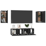 Ensemble de meubles TV 4 pcs Noir Bois d'ingénierie