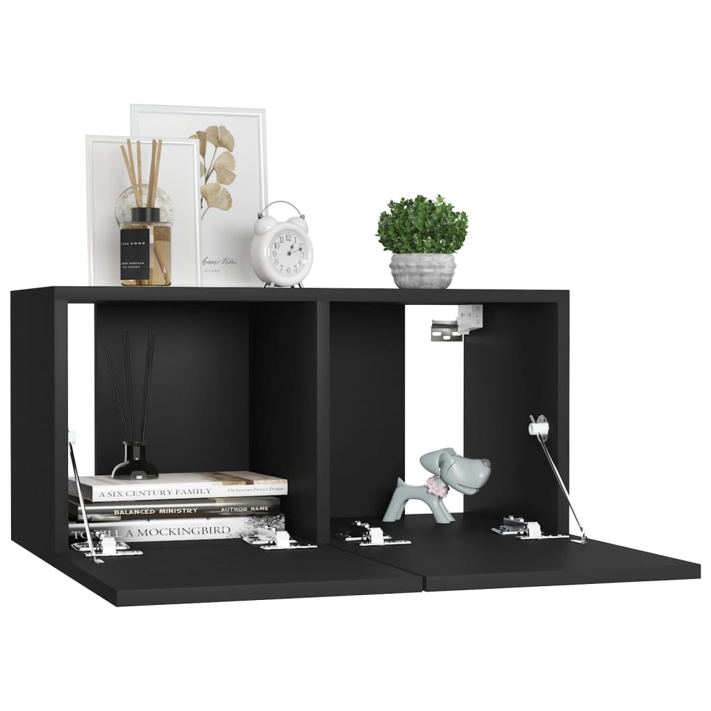 Ensemble de meubles TV 4 pcs Noir Bois d'ingénierie