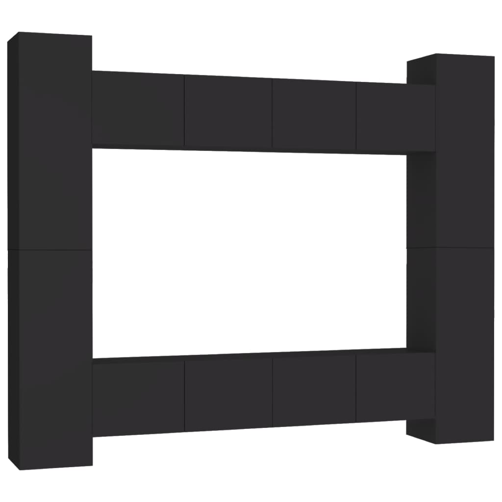 Ensemble de meubles TV 8 pcs Noir Bois d'ingénierie