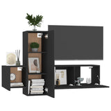 Ensemble de meubles TV 3 pcs Noir Bois d'ingénierie