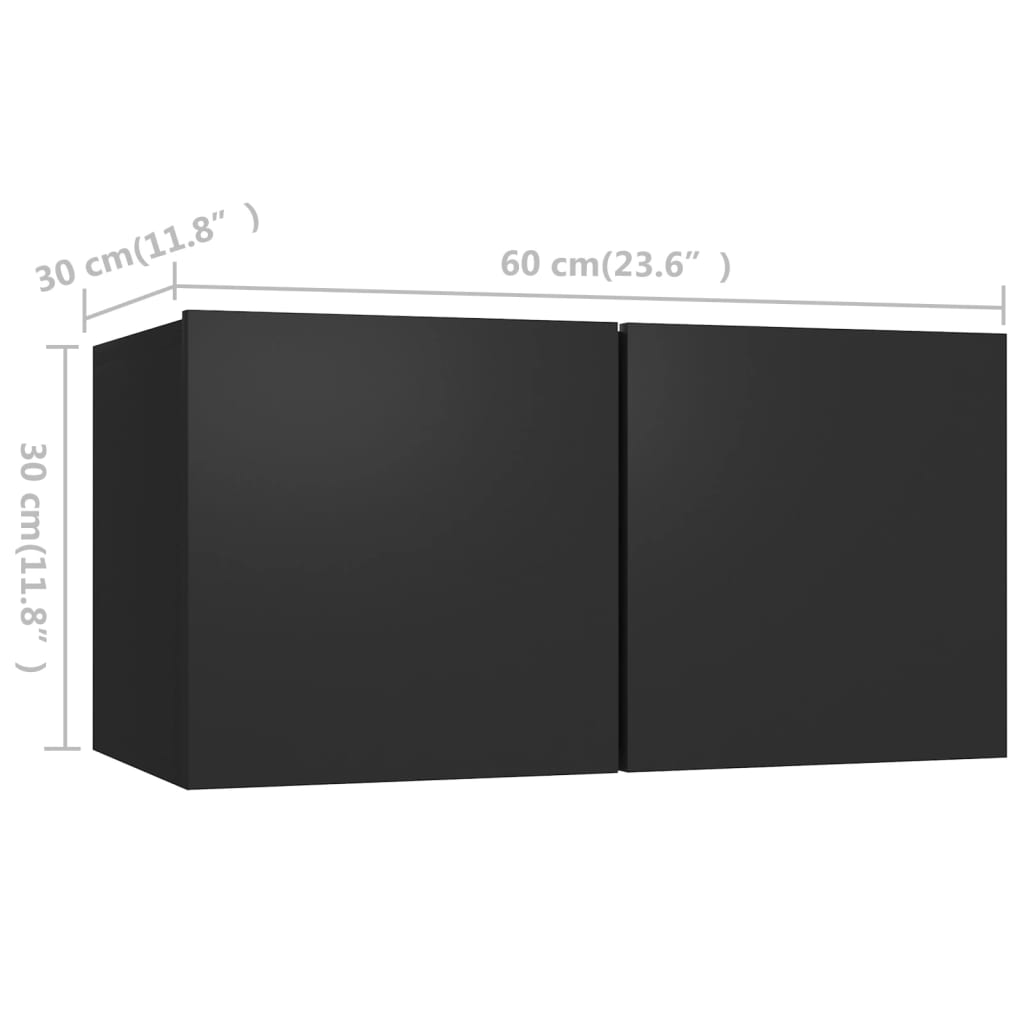 Ensemble de meubles TV 3 pcs Noir Bois d'ingénierie