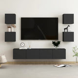 Ensemble de meubles TV 6 pcs Noir Bois d'ingénierie