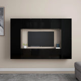 Ensemble de meubles TV 8 pcs Noir Bois d'ingénierie