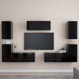 Ensemble de meubles TV 7 pcs Noir Bois d'ingénierie