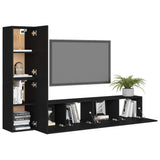 Ensemble de meubles TV 4 pcs Noir Bois d'ingénierie