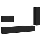 Ensemble de meubles TV 4 pcs Noir Bois d'ingénierie