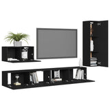 Ensemble de meubles TV 4 pcs Noir Bois d'ingénierie