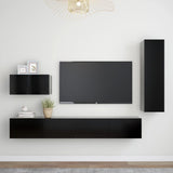 Ensemble de meubles TV 4 pcs Noir Bois d'ingénierie