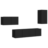 Ensemble de meubles TV 4 pcs Noir Bois d'ingénierie