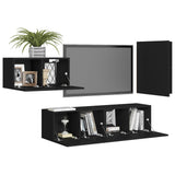 Ensemble de meubles TV 4 pcs Noir Bois d'ingénierie