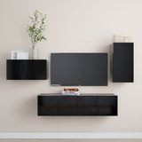 Ensemble de meubles TV 4 pcs Noir Bois d'ingénierie