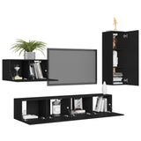 Ensemble de meuble TV 4 pcs Noir Bois d'ingénierie