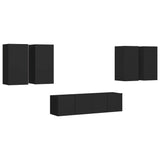 Ensemble de meubles TV 6 pcs Noir Bois d'ingénierie