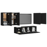 Ensemble de meubles TV 6 pcs Noir Bois d'ingénierie