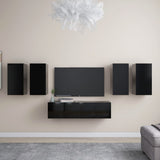 Ensemble de meubles TV 6 pcs Noir Bois d'ingénierie