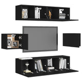 Ensemble de meubles TV 6 pcs Noir Bois d'ingénierie