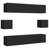 Ensemble de meuble TV 6 pcs Noir Bois d'ingénierie