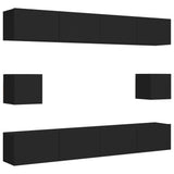 Ensemble de meubles TV 6 pcs Noir Bois d'ingénierie