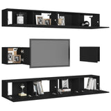 Ensemble de meubles TV 6 pcs Noir Bois d'ingénierie