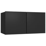 4 pcs TV Cabinet Set Black Engineered Wood