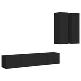 Ensemble de meubles TV 4 pcs Noir Bois d'ingénierie