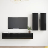 Ensemble de meubles TV 4 pcs Noir Bois d'ingénierie