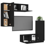 Ensemble de meubles TV 4 pcs Noir Bois d'ingénierie